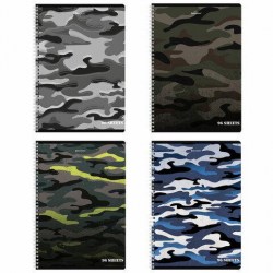 Тетрадь 80л. А4 Brauberg 404057 клетка Military обложка картон, на спирали