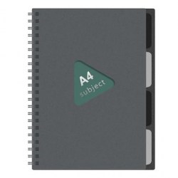 Тетрадь  80л. А4 Brauberg 405365 клетка, Серая, пластиковая обложка, 4 разделителя, на спирали 