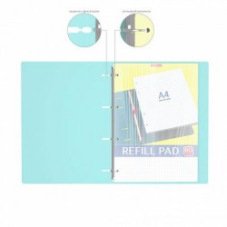 Тетрадь  80л. А4 ErichKrause 53703 "Pastel Mint" клетка, на кольцах тв. обложка 