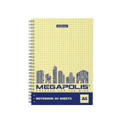 Тетрадь  80л. ErichKrause 49803 клетка "MEGAPOLIS Yellow Concept" на спирали, желтый блок