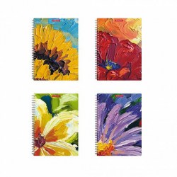 Тетрадь  80л. ErichKrause53148 клетка " Flowers" тв. обложка, на спирали, ассорти