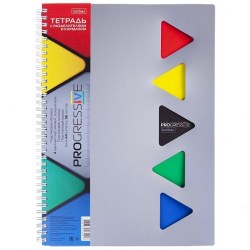 Тетрадь  96л. А4 Хатбер 96Т4В1гр_03414 PROGRESSIVE CANVAS "Серая" на спирали, пласт. обл. 050382