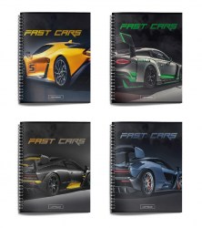 Тетрадь  96л. Schoolformat ТОГК96-БТ "Быстрые тачки" клетка, на спирали, ассорти 227772