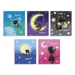 Тетради набор  48л Феникс 59121 "Кот на луне" клетка, ассорти /5шт/