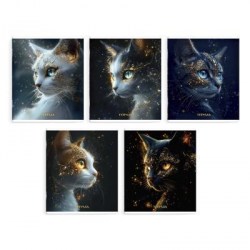 Тетради набор  48л Феникс 68574 "Астральные коты" клетка, ассорти /5шт/