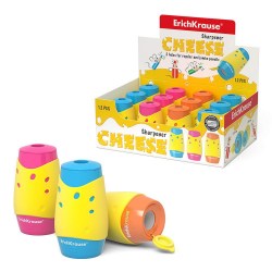 Точилка ErichKrause 50143 Cheese, два отверстия с контейнером, ассорти