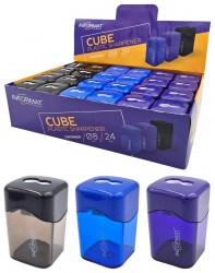 Точилка inФормат TIFOC "FFICE CUBE " с контейнером, 2 отверстия, ассорти 250042