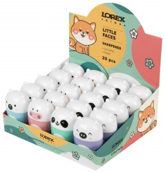 Точилка Lorex KIDS LXKSRMU-LF "LITTLE FACES" с контейнером и ластиком, ассорти 252147