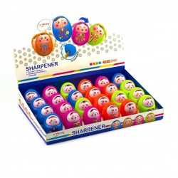 Точилка Yalong YL17039 "Неваляшка" с контейнером, 2 отверстия, ассорти