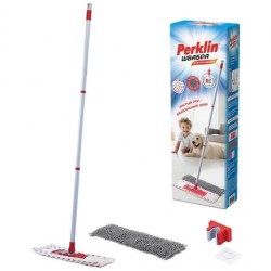 Уборочный инв. Швабра д/пола Perklin 700987 ручка 120см, МОП 40см Синель + микрофибра/абразив