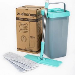 Уборочный инв. швабра, ведро 9 л/7 л Лайма 607389 "Compact Mop" с отжимом, двухкамерное