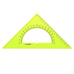 Угольник 45*16см ТК61/610 с транспортиром прозрачный неон /Стамм/