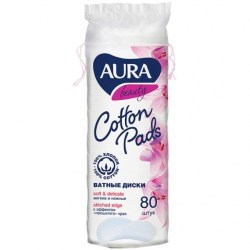 Ватные диски Aura Beauty 80шт. стакан 8096/58578