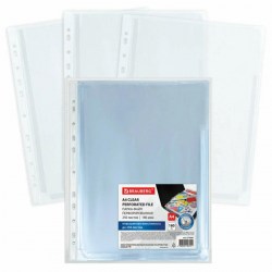 Вкладыш А4 перф. 180мкм BRAUBERG перфор повыш вмест до 250л ПВХ 271830