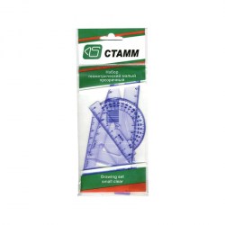 Я  Набор чертежный НГ01/11 прозрачн малый (лин15см,2угольн,трансп) /Стамм/ 027810