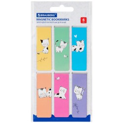 Закладки для книг магнитные Brauberg 113159 "CATS" 60x120мм /6шт/  